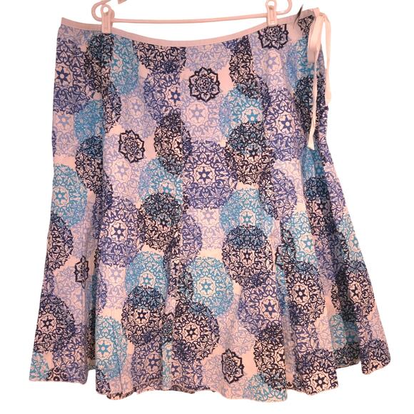 Talbots NWT 100% Cotton Gored Flare Side Tie Mandala Midi Skirt, Size 24W - Picture 1 of 9